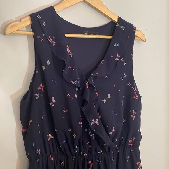 Women’s sleeveless floral ruffle drawstring flowing dress - Picture 3 of 10